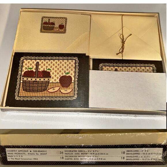 Vintage 1983 Mead Country Apple Stationery Set – Boxed NOS - Picture 2 of 5